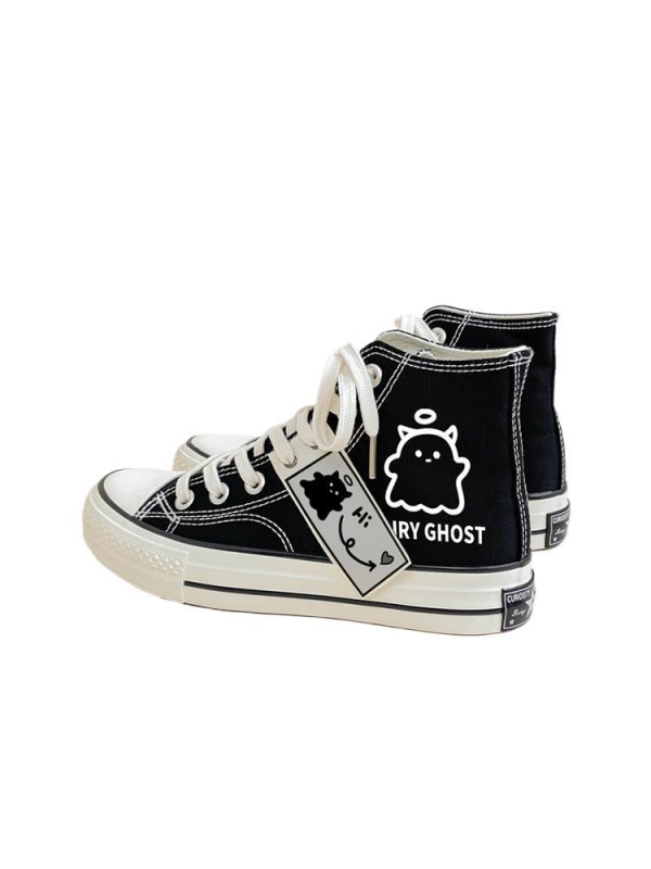 Pantofi sport din pânză cu model graffiti pentru femei, partea superioară din piele artificială, șireturi, talpă din cauciuc, profil scăzut, încălțăminte casual de toamnă