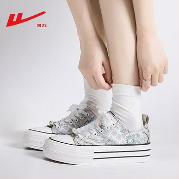 Pantofi sport damă din canvas, stil chinezesc, partea superioară din plasă, talpă din cauciuc, șireturi, talpă groasă ce mărește înălțimea, respirabili