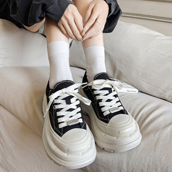 Unisex tenisky z plátna s 6 cm zvýšením výšky, hrubá podrážka EVA, nízky horný diel, sieťovinový vnútorný materiál, bežné tenisky