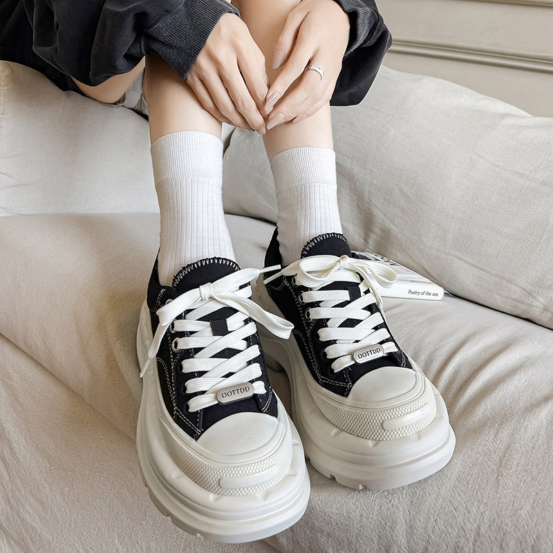 Unisex tenisky z plátna s 6 cm zvýšením výšky, hrubá podrážka EVA, nízky horný diel, sieťovinový vnútorný materiál, bežné tenisky