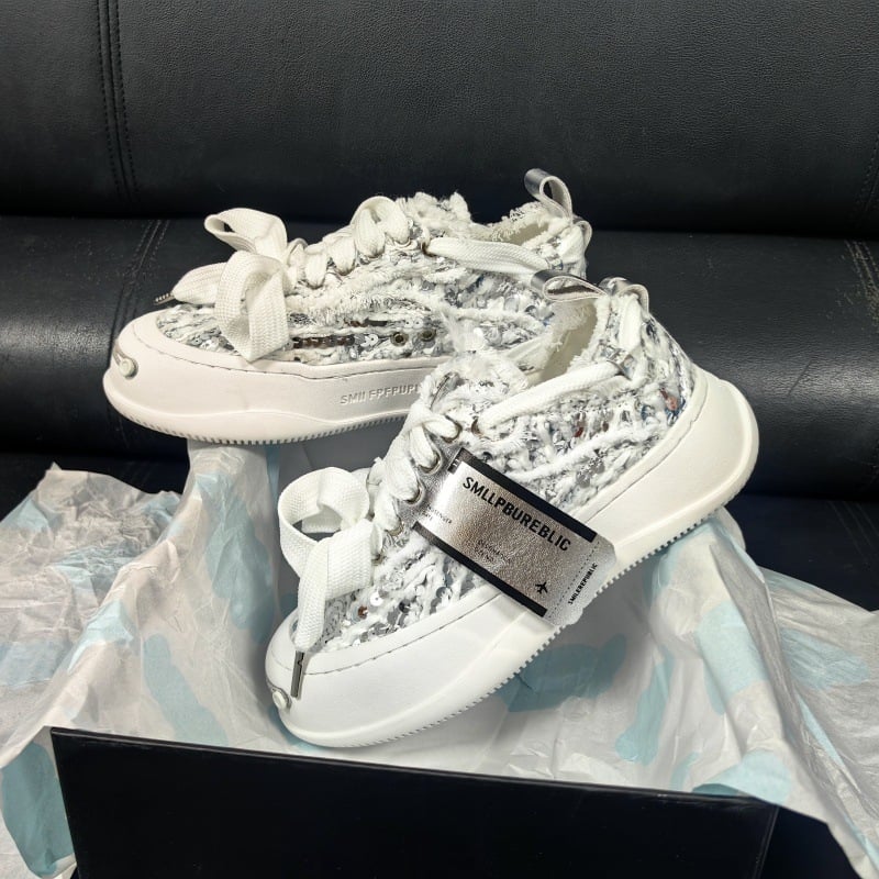 Унисекс платнени кецове с дебел подметник, горна част от платно, гумена подметка, връзки отпред, летен стил