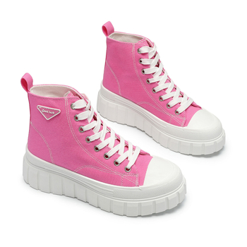 Canvas tenisky s vysokým vrškom - hrubá podrážka, priedušné, viazanie šnúrkami, stredná výška vrchu 3–7 cm (jar 2025)