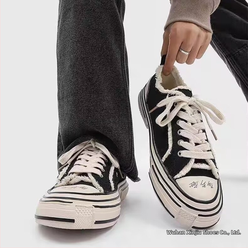 Дамски платнени кецове за ежедневието – открити пръсти, дебела подметка, платнена горна част, цветово блок дизайн, връзки, функция за повишаване на височината