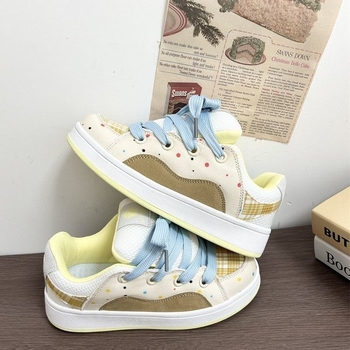 Dámska skateboard obuv s hrubou podrážkou, PU vršok, gumová podrážka, šnúrkové uzatváranie, EVA vložka