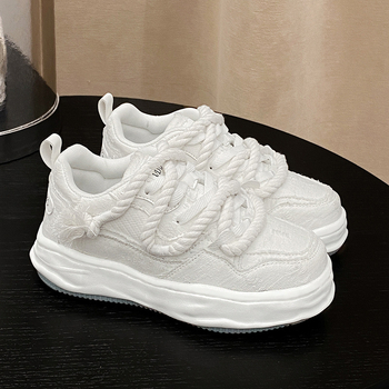 Casual plátenné tenisky s hrubou podrážkou, dýchajúci vrchný materiál, okrúhla špička, šnúrky, unisex, na všetky ročné obdobia