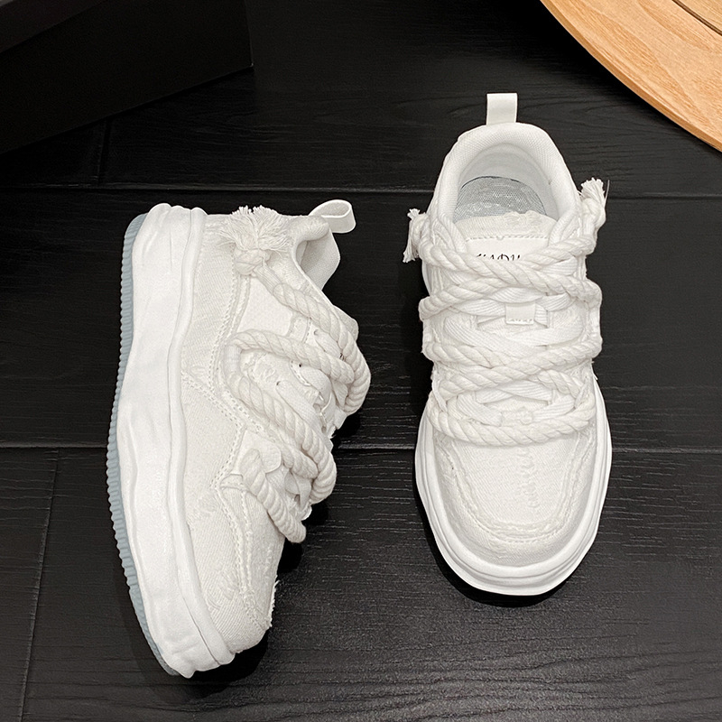 Casual plátenné tenisky s hrubou podrážkou, dýchajúci vrchný materiál, okrúhla špička, šnúrky, unisex, na všetky ročné obdobia