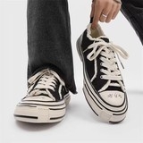 Casual canvas tenisky s farebným blokovým vzorom, šnúrky, gumová podrážka, PU stielka, zvyšovanie výšky