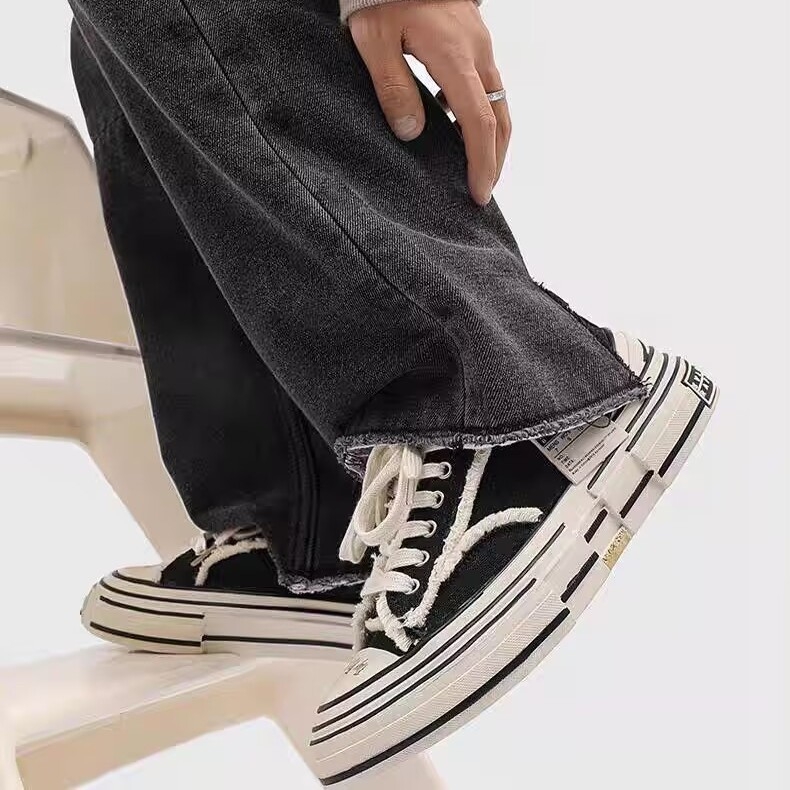 Casual canvas tenisky s farebným blokovým vzorom, šnúrky, gumová podrážka, PU stielka, zvyšovanie výšky