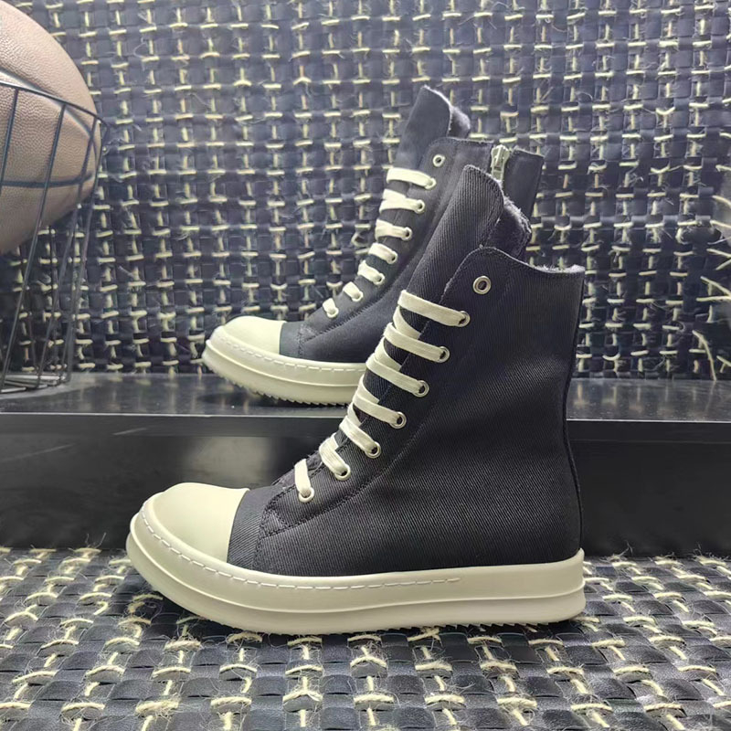 Unisex vysoké tenisky z plátna s okrúhlym nosom, gumovou podrážkou, bočným zipsom a nízkym opätkom 1-3 cm