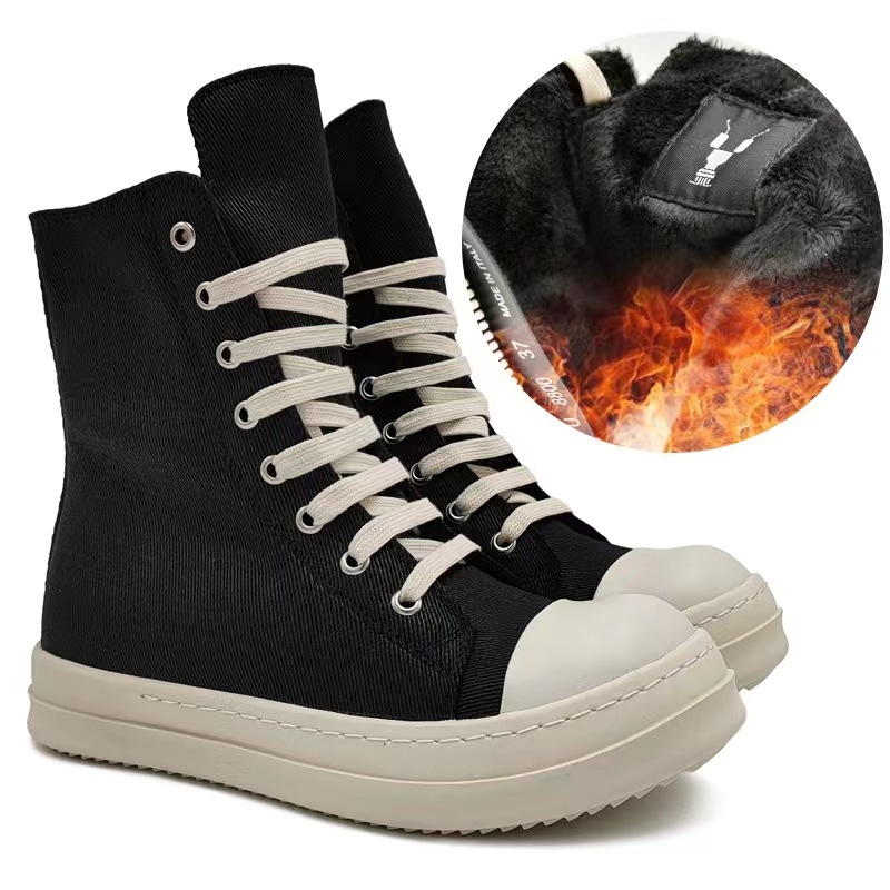 Unisex vysoké tenisky z plátna s okrúhlym nosom, gumovou podrážkou, bočným zipsom a nízkym opätkom 1-3 cm