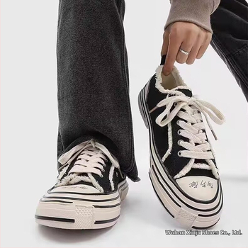 Dámske plátenné tenisky s hrubou podrážkou, šnúrky, každodenný voľnočasový štýl