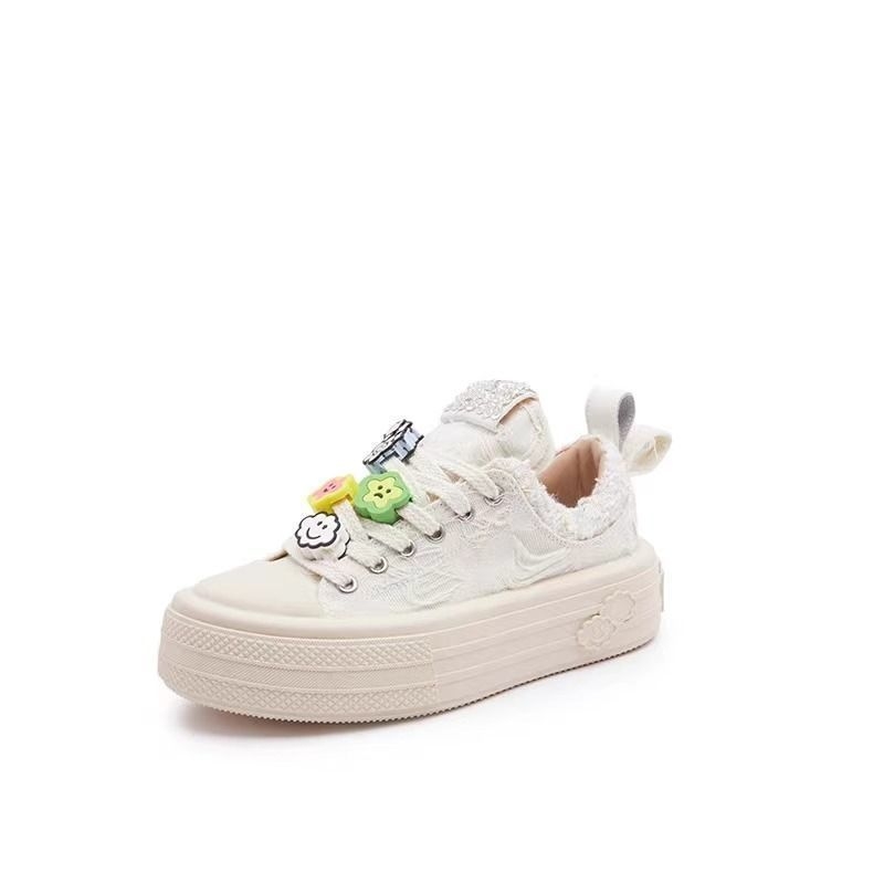 Platformové tenisky s florálnym vzorom z plátna, šnúrkové zatváranie, PU vrchná časť, gumová podrážka, výška platformy 3–5 cm