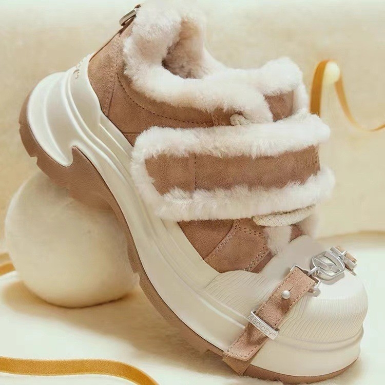 Unisex zimné plátenné tenisky s hrubou gumovou podrážkou, zvýšením výšky, zapínanie šnúrkami a Velcro, teplé a priedušné