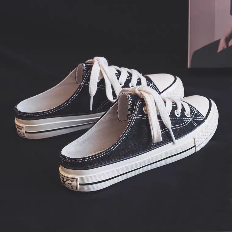 Ženské plátené tenisky v kórejskom štýle, slip-on, nízky vrch, gumová podrážka