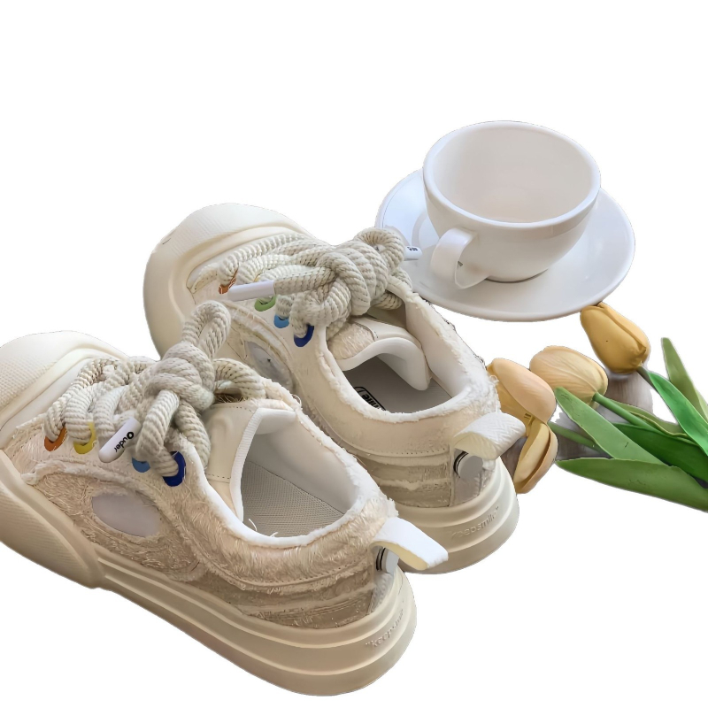 Plátenné tenisky s výškou – šnúrky, unisex, nízka horná časť, hrubá gumová podrážka