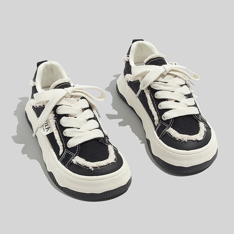 Дамски канвасови обувки с дебела подметка (ниско горнище, предно връзване, вулканизирана каучукова подметка, пролет 2025)