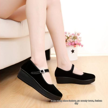 Pantofi dama din catifea, cu platformă și toc în formă de cui, înălțime 3–5 cm, talpă PU anti-derapare, vârf rotund