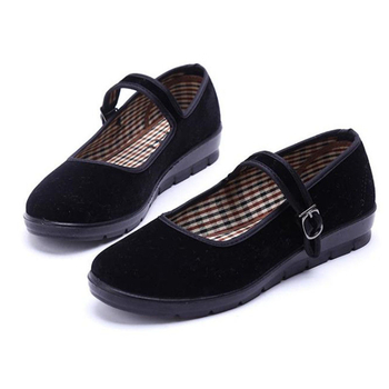 Pantofi damă din catifea textilă cu toc plat mic (1-3 cm), talpă EVA, vârf rotund