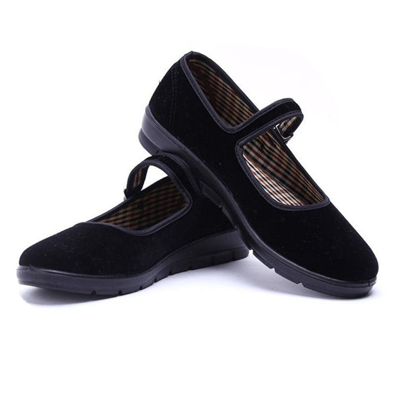 Pantofi damă din catifea textilă cu toc plat mic (1-3 cm), talpă EVA, vârf rotund