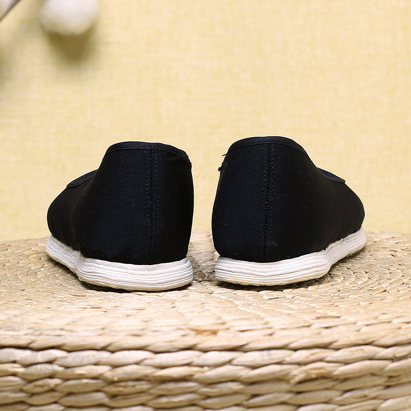 Pantofi dama din pânză, lucrate manual, partea superioară din bumbac, respirabili, vârf rotund, talpă plată