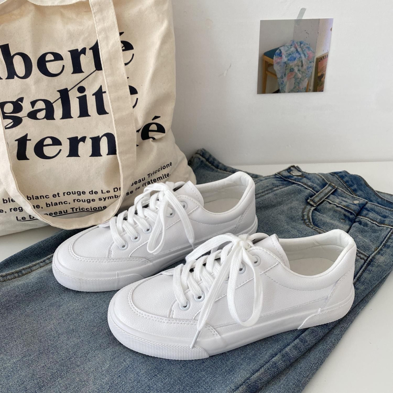 Платнени обувки | Корейска версия (Горна част: синтетична кожа; Подметка: гума; Закопчаване: връзки; Височина на обувката: нисък връх)