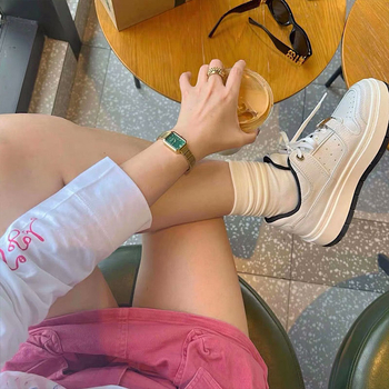 Унисекс маратонки с платформа, горна част от микрофибър с напукана текстура, 3–5 см височина на подметката, гумена подметка