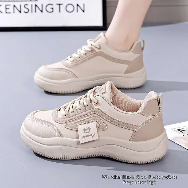 Pantofi sport dama primăvară, din microfibră respirabilă, adidași casual cu talpă groasă, vârf rotund, talpă PVC, toc mic 1–3 cm