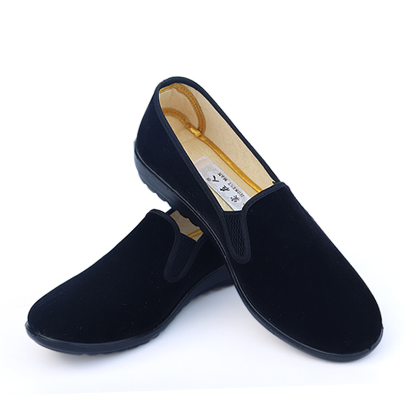 Pantofi din pânză Old Beijing pentru femei, fără șireturi, talpă antiderapantă, talpă moale, vârf rotund, toc mic (1–3 cm) pentru birou