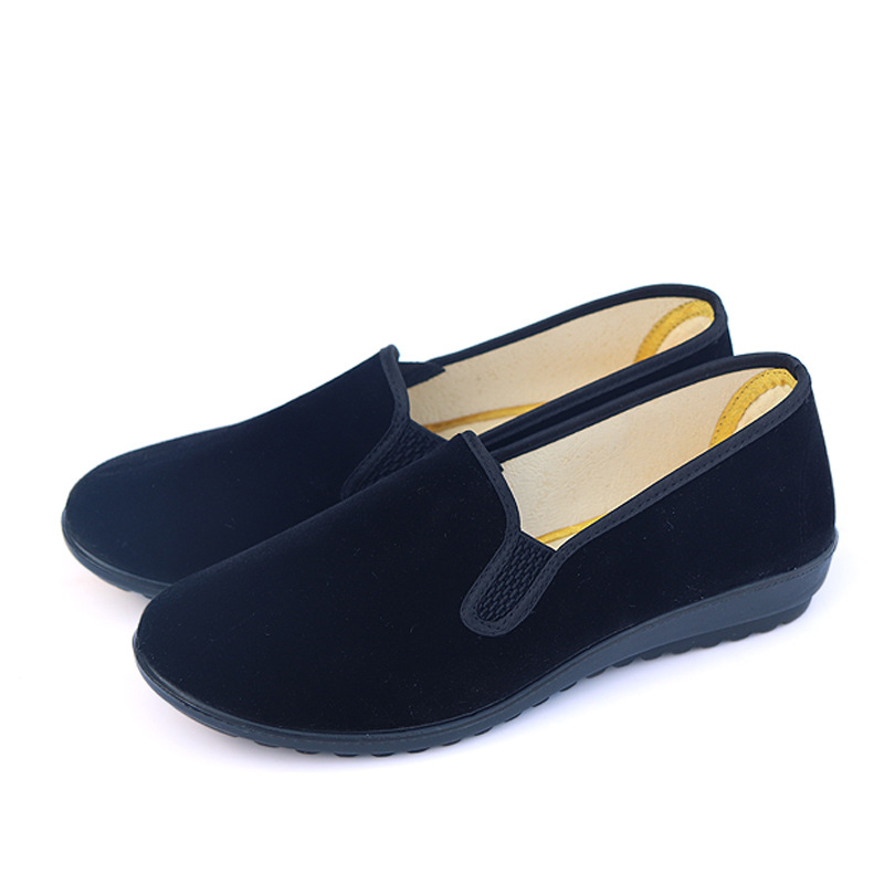 Pantofi din pânză Old Beijing pentru femei, fără șireturi, talpă antiderapantă, talpă moale, vârf rotund, toc mic (1–3 cm) pentru birou