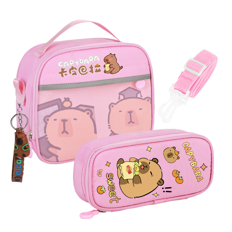 Geantă termică pentru prânz școlar cu model capybara, material Oxford, impermeabilă, ușoară, reflectorizantă pentru siguranța nocturnă, pentru elevi din învățământ primar