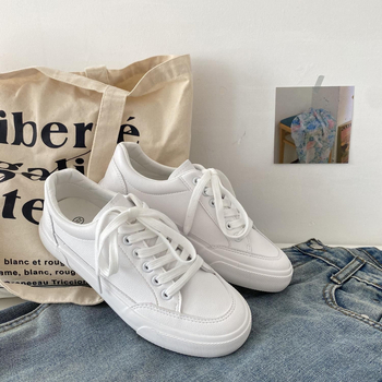 Pantofi din pânză cu partea superioară din piele sintetică, talpă din cauciuc, șireturi, Versiune Coreeană