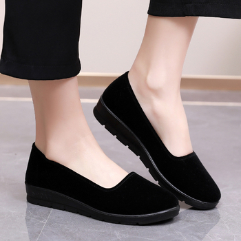 Pantofi din țesătură pentru femei, slip-on, cu partea superioară velveteen, deschidere joasă, respirabili, talpă PU, căptușeală din bumbac