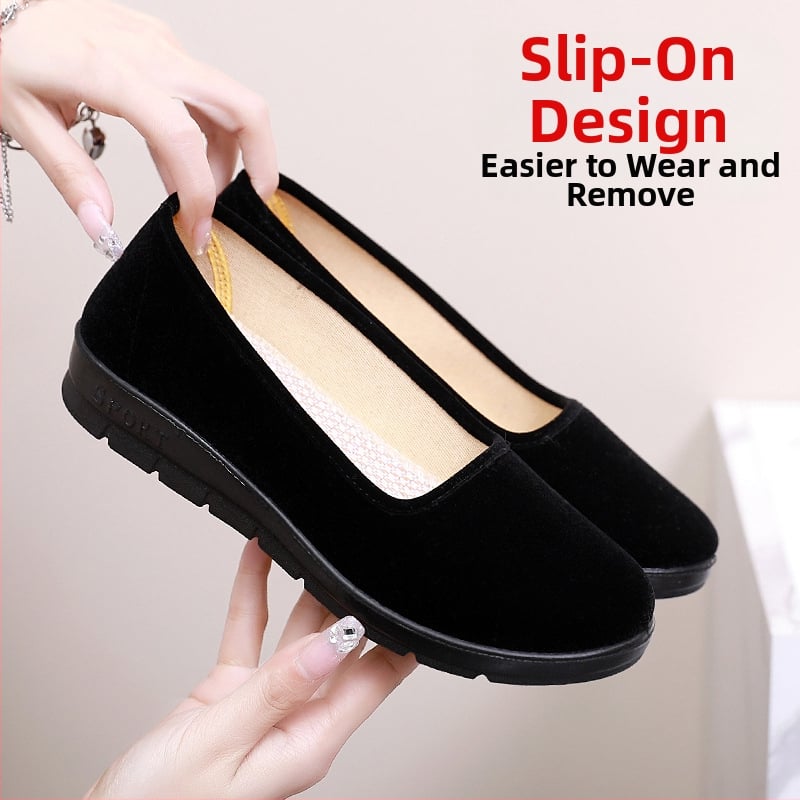 Pantofi din țesătură pentru femei, slip-on, cu partea superioară velveteen, deschidere joasă, respirabili, talpă PU, căptușeală din bumbac