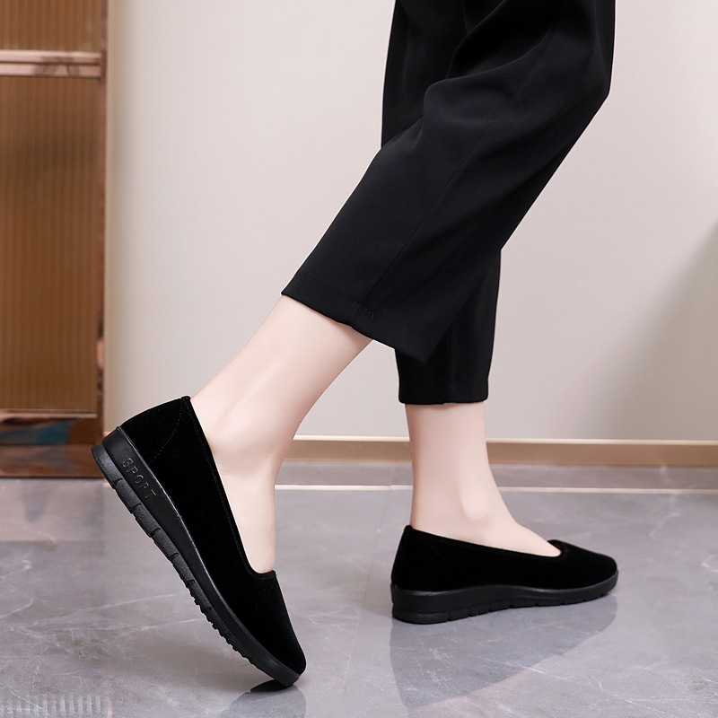 Pantofi din țesătură pentru femei, slip-on, cu partea superioară velveteen, deschidere joasă, respirabili, talpă PU, căptușeală din bumbac