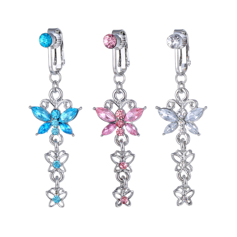 Bijuterii pentru navel – pandantiv fluture în formă de arc, aliaj, cu diamante