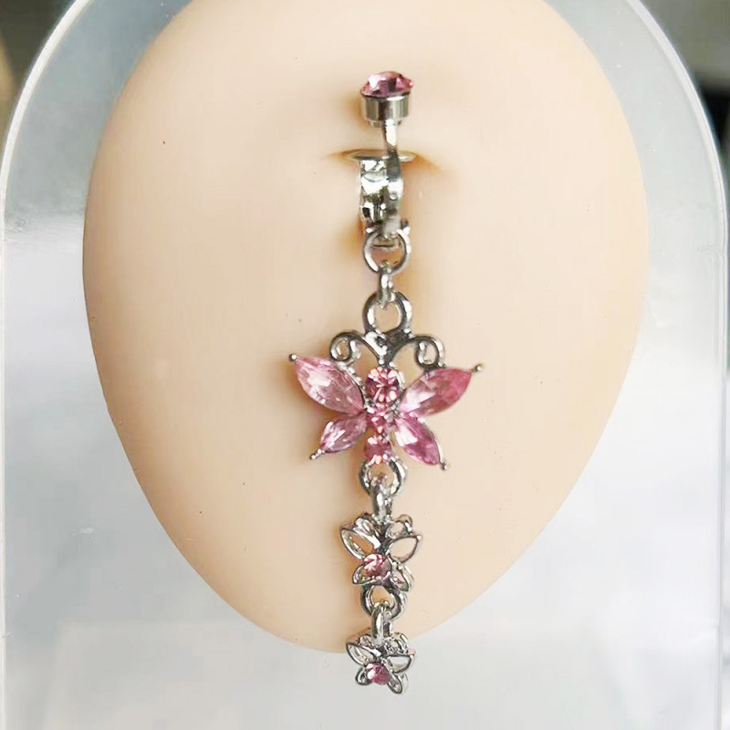 Bijuterii pentru navel – pandantiv fluture în formă de arc, aliaj, cu diamante