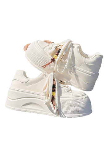 Adidași casual pentru femei, talpă groasă, gleznă joasă, șireturi, model în dungi, talpă EVA