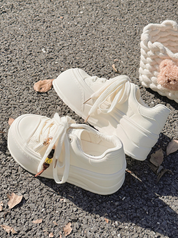 Adidași casual pentru femei, talpă groasă, gleznă joasă, șireturi, model în dungi, talpă EVA