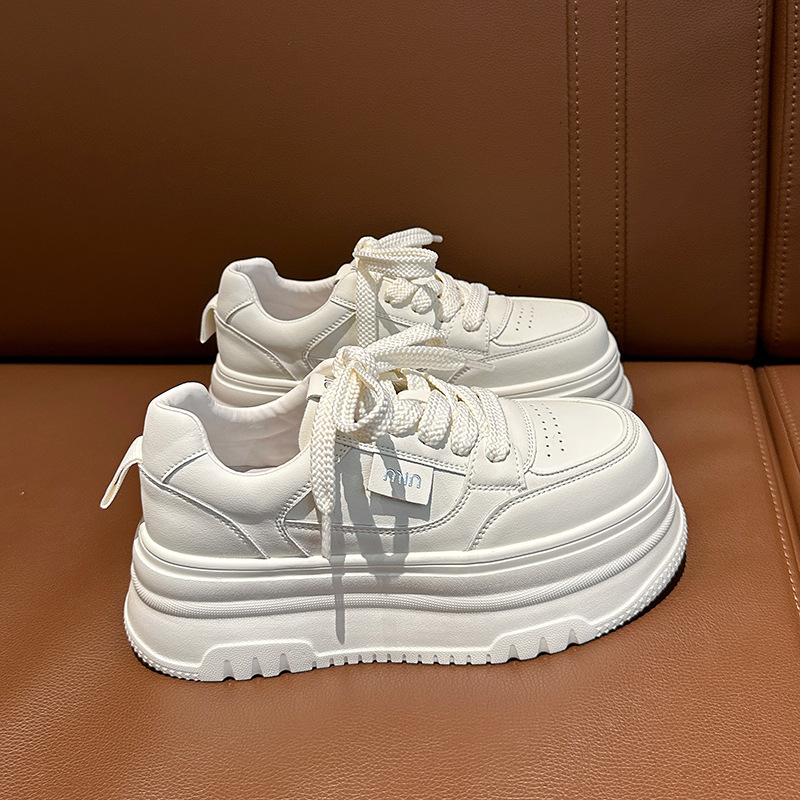 Sneakers casual pentru femei, partea superioară din pluș artificial, închidere cu șireturi, talpă plată mică, 0–1 cm, branț din piele de porc