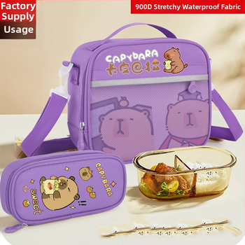 Penar Capybara și Geantă termică pentru prânz pentru elevii de primar — material Oxford, respirabil, impermeabil și ușor