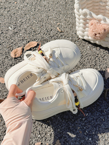 Pantofi casual damă, talpă groasă, model cu dungi, închidere cu șireturi, talpă EVA