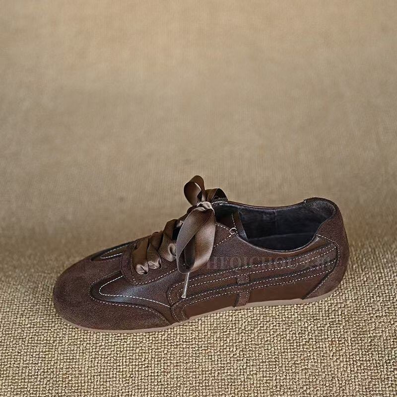 Pantofi platformă pentru femei, piele naturală (vițel + velur), platformă 3–5 cm, închidere cu șireturi în față