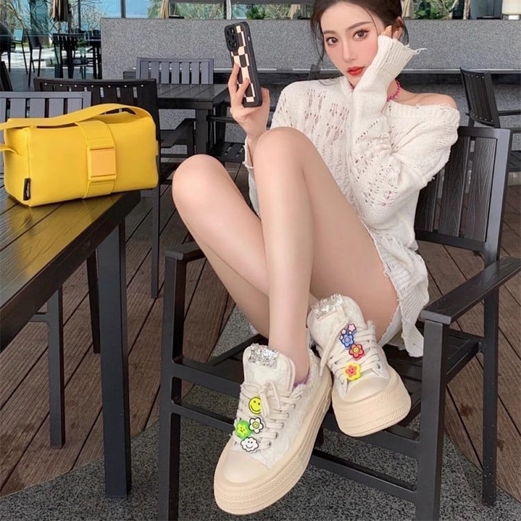 Star Shoes Женски платформирани канвасови маратонки — дишащи, антиплъзгащи, платформа 3–7 см, PU горна част, EVA стелка