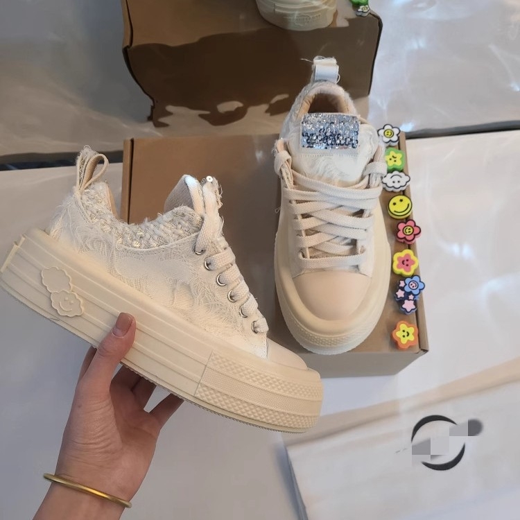 Star Shoes Pantofi sport pentru femei cu platformă din canvas — respirabili, anti-derapare, înălțime platformă 3–7 cm, partea superioară PU, EVA talpă