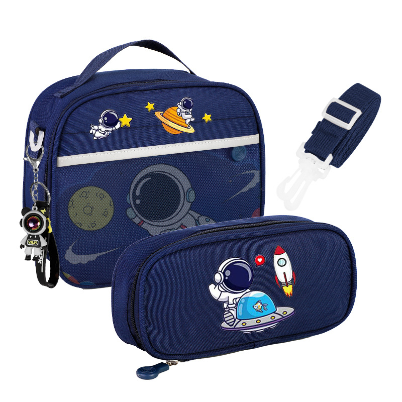 Ученическа чанта за обяд и несесер с тема Capybara — изолирана чанта от Oxford плат, без подплата, водоустойчива, лека, преносима