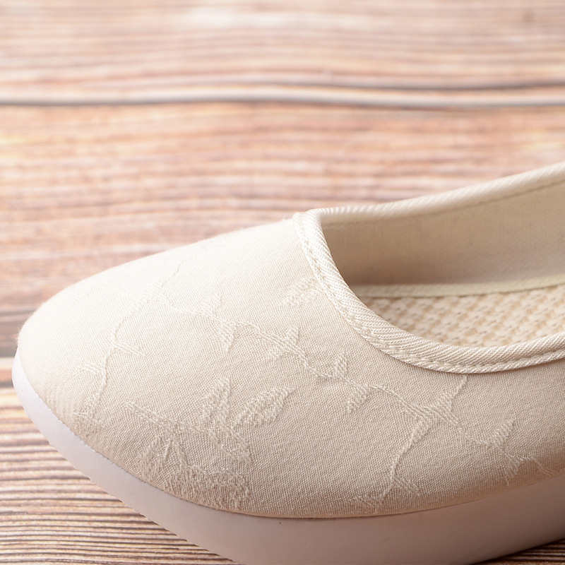 Pantofi din pânză croită manual, retro, vârf rotund, partea superioară joasă, toc mic 1–3 cm