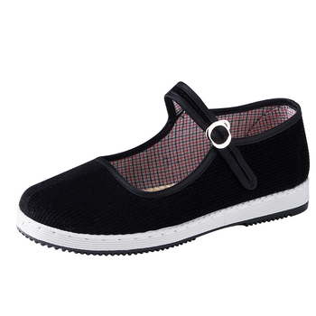 Дамски платнени обувки с дишаща и издръжлива конструкция; закопчаване с катарама, кръгъл нос, нисък връх и подметка от композитен материал.