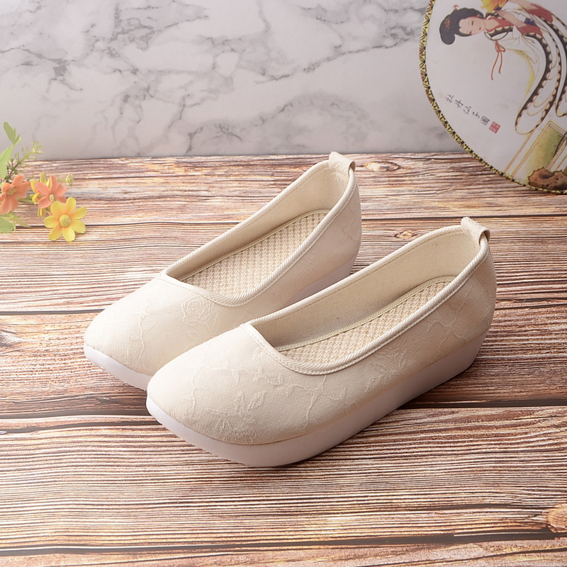 Pantofi din pânză de bumbac țesută, talpă din cauciuc, gleznă joasă, vârf rotund, stil retro Beijing, pentru purtare zilnică