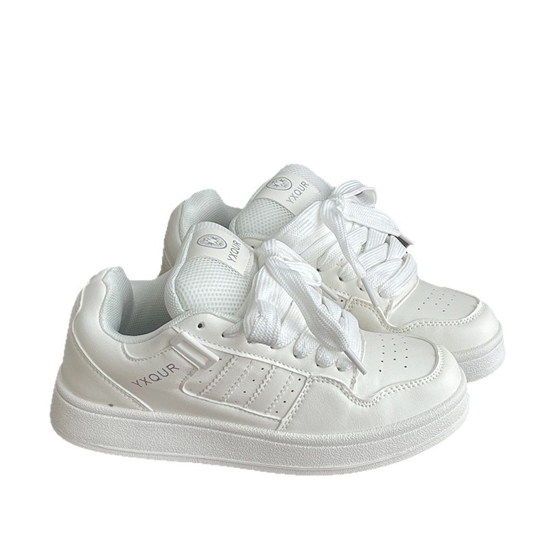 Pantofi sport casual pentru femei cu creștere în înălțime — partea superioară din PU, vârf rotund, șireturi, talpă din cauciuc injectat și căptușeală EVA