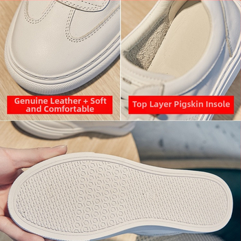 Pantofi casual pentru femei, din piele naturală, vârf rotund, toc mic 1–3 cm, bandă elastică, talpă din cauciuc respirabil